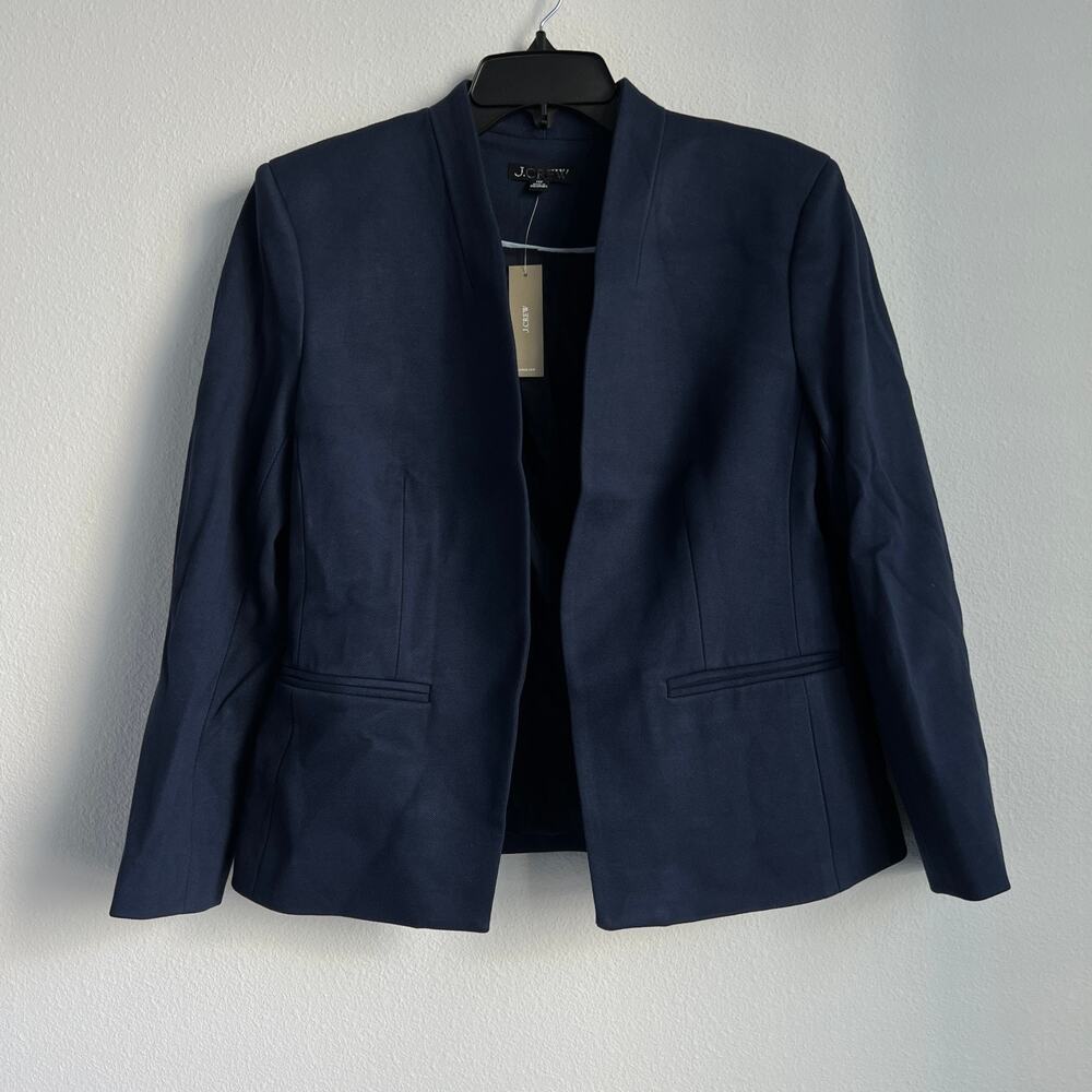 J Crew Going Out Blazer In Stretch Twill Womens 10 Petite Open Front